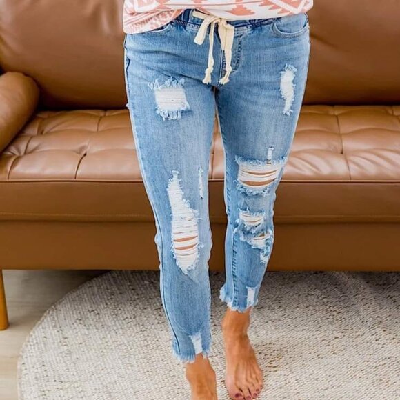Boutique Drawstring Mama Jeans M - Picture 1 of 2